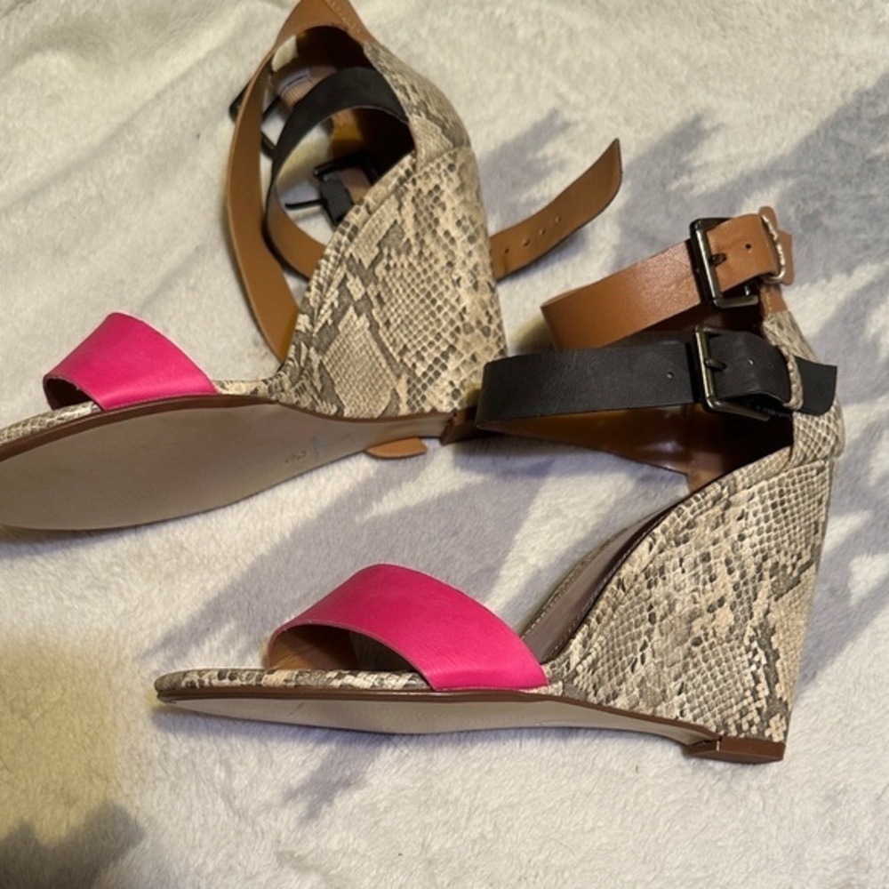 Worthington Pink and Snake Print Wedge Heels